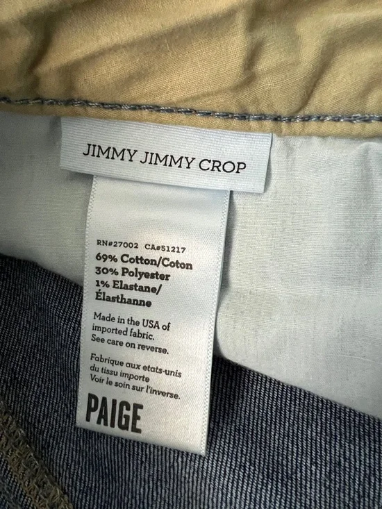 Paige Jimmy Jimmy Distressed Medium Blue Crop Stretch Denim Jeans - Size 28 - Picture 9 of 13